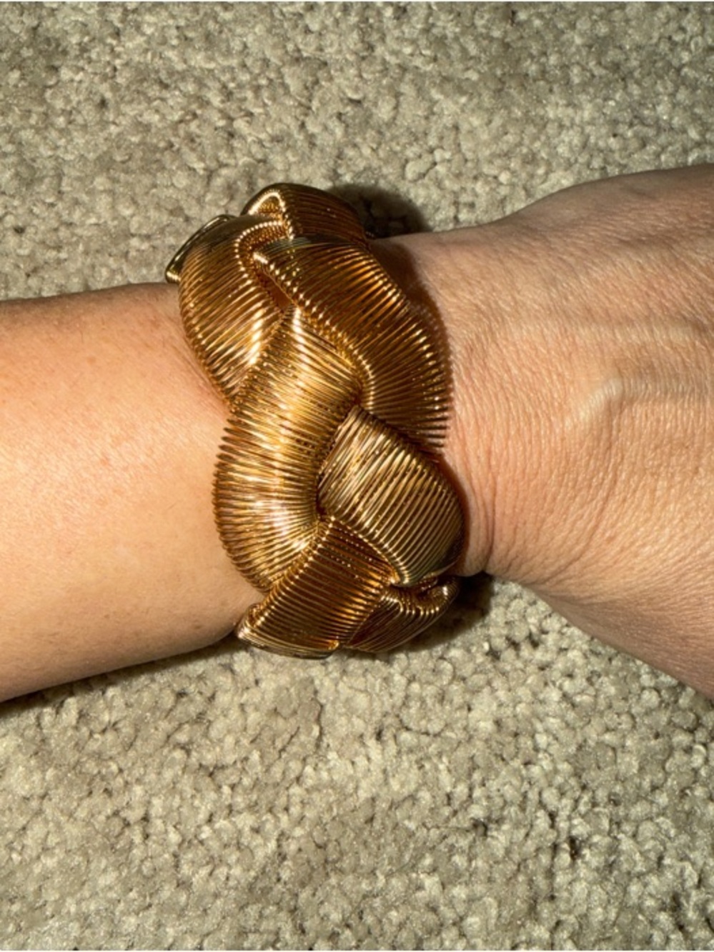 Chunky Braided brass-Tone Stretch Statement Bracelet BRC2